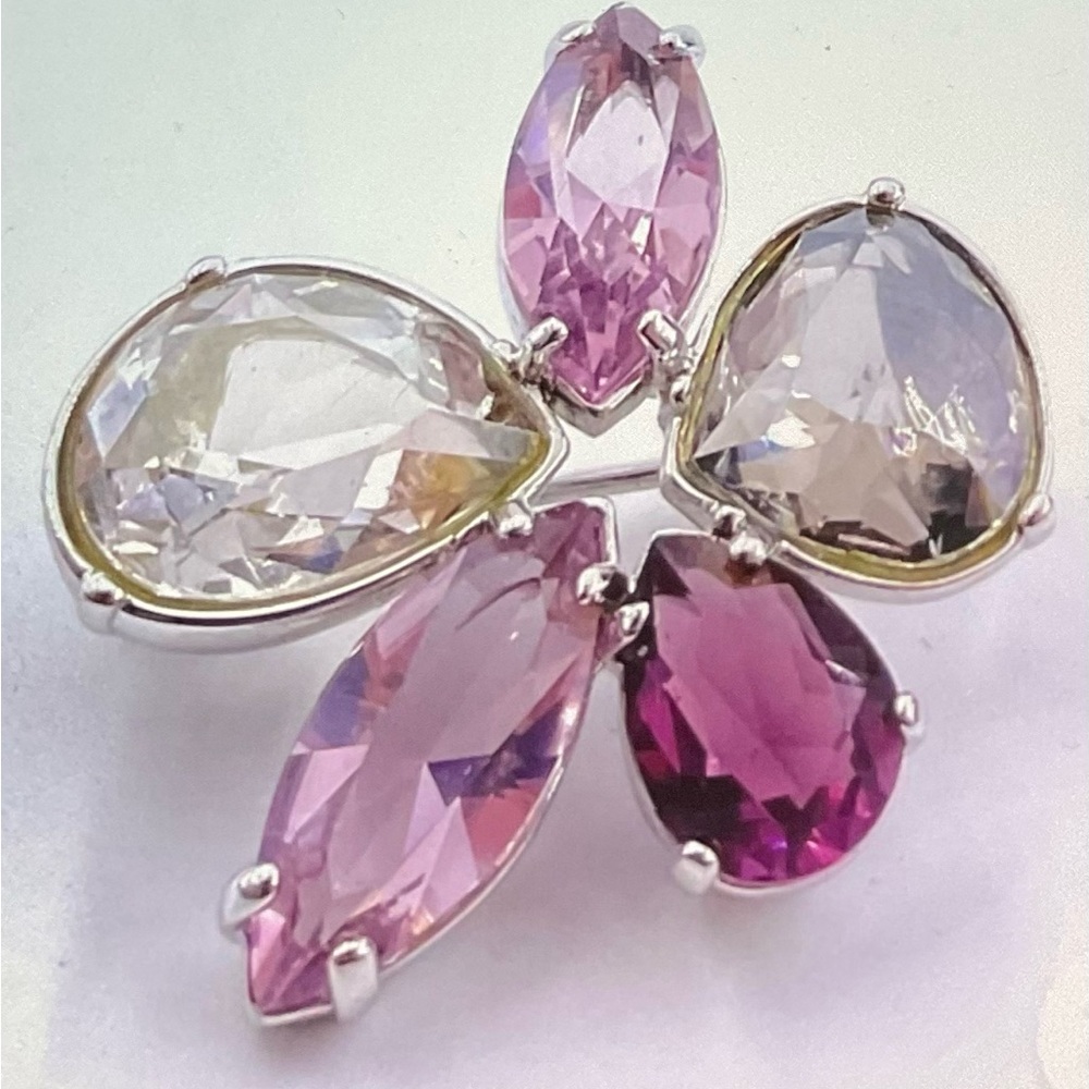 Swarovski Silver and Pink Crystal Brooch